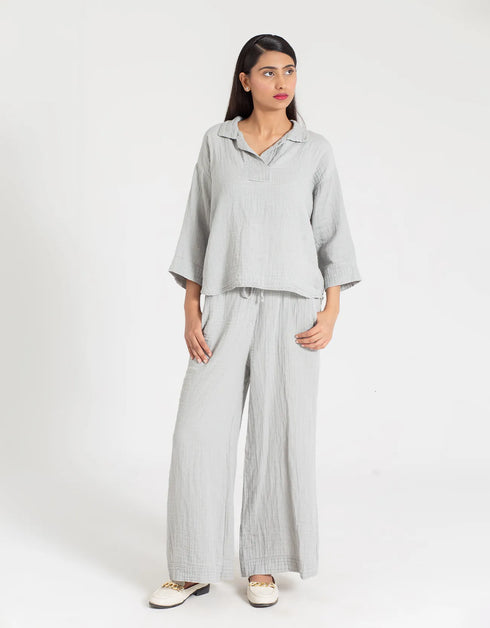 MUSLIN JHONNY COLLAR SHIRT